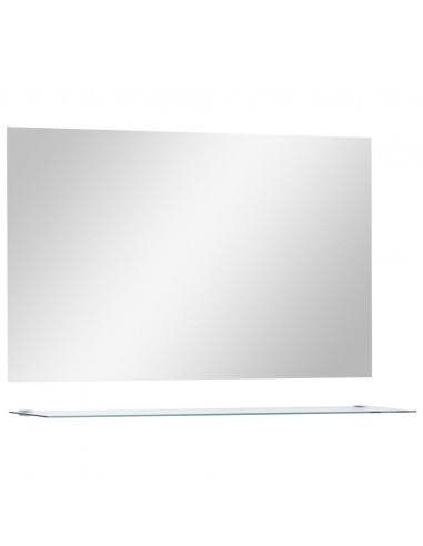 Specchio da Parete con Mensola 100x60 cm in Vetro Temperato