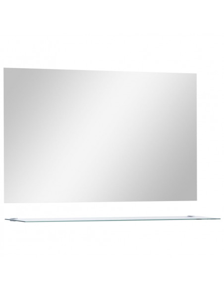 Specchio da Parete con Mensola 100x60 cm in Vetro Temperato
