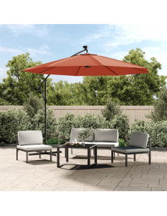 Ombrellone a Sbalzo con LED e Palo in Acciaio Terracotta 2