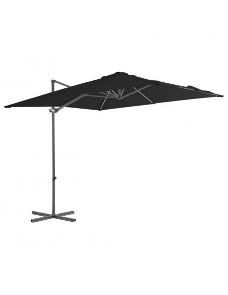 Ombrellone a Sbalzo con Palo in Acciaio 250x250 cm Nero