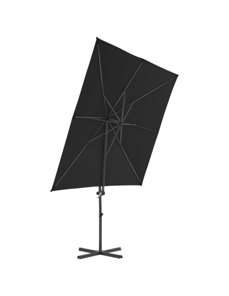 Ombrellone a Sbalzo con Palo in Acciaio 250x250 cm Nero