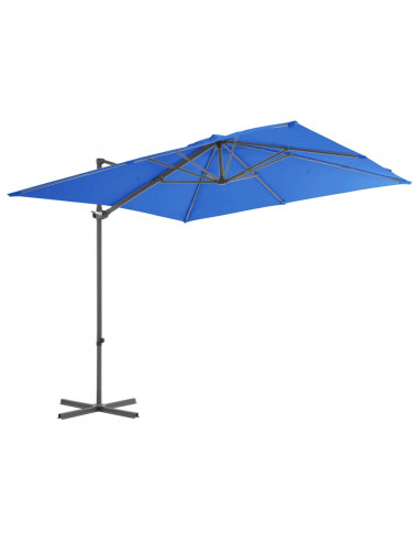 Ombrellone a Sbalzo con Palo in Acciaio 250x250 cm Azzurro
