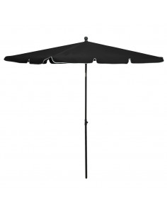 Ombrellone da Giardino con Palo 210x140 cm Nero 2