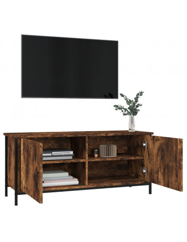 Mobile TV con Ante Rovere Fumo 102x35x45 cm Legno Multistrato
