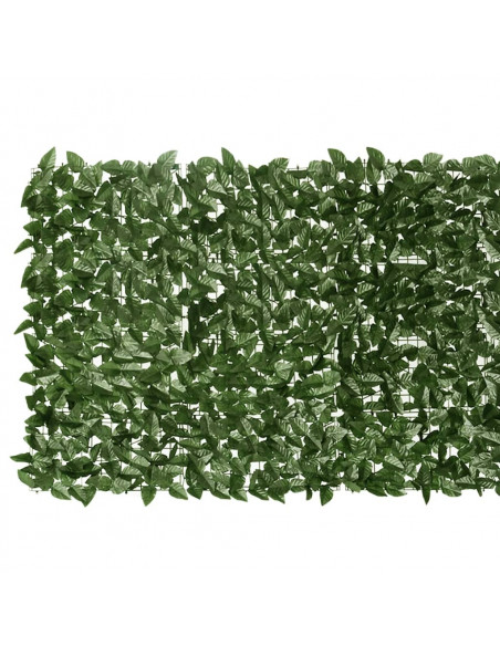 Paravento da Balcone con Foglie Verde Scuro 300x100 cm