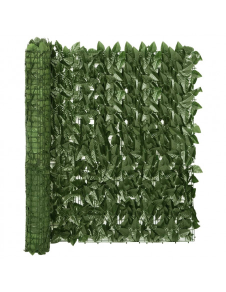 Paravento da Balcone con Foglie Verde Scuro 400x100 cm
