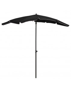 Ombrellone da Giardino con Palo 200x130 cm Nero 2