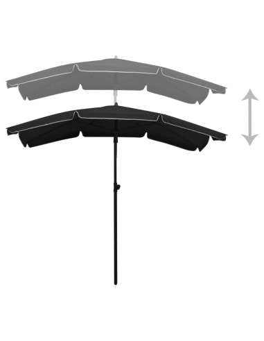Ombrellone da Giardino con Palo 200x130 cm Nero