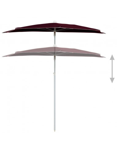 Ombrellone Semicircolare da Giardino con Palo 180x90 cm Bordò