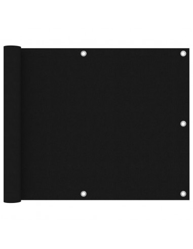 Paravento da Balcone Nero 75x400 cm in Tessuto Oxford