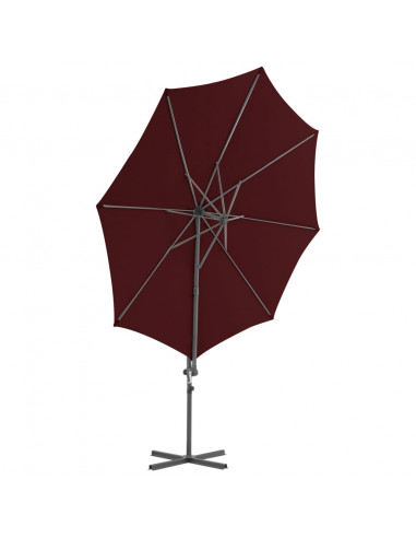 Ombrellone a Sbalzo con Palo in Acciaio 300 cm Rosso Bordò