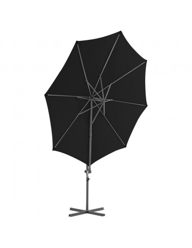 Ombrellone a Sbalzo con Palo in Acciaio 300 cm Nero