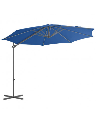 Ombrellone a Sbalzo con Palo in Acciaio 300 cm Azzurro
