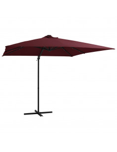 Ombrellone a Sbalzo con LED Rosso Bordò 250x250 cm 2