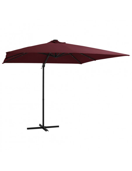 Ombrellone a Sbalzo con LED Rosso Bordò 250x250 cm