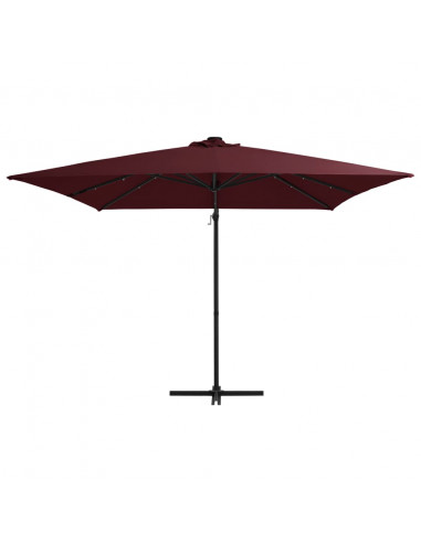 Ombrellone a Sbalzo con LED Rosso Bordò 250x250 cm