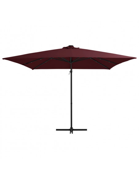 Ombrellone a Sbalzo con LED Rosso Bordò 250x250 cm