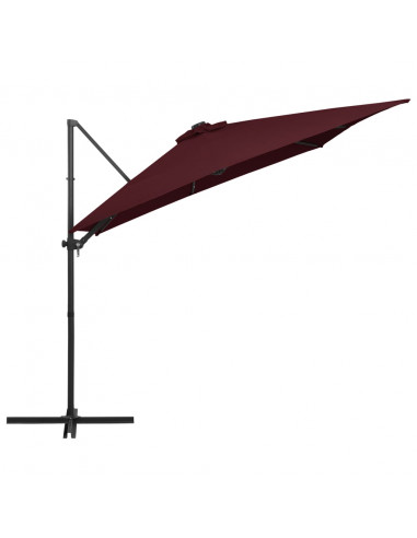 Ombrellone a Sbalzo con LED Rosso Bordò 250x250 cm