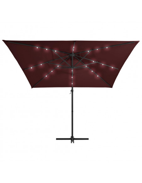 Ombrellone a Sbalzo con LED Rosso Bordò 250x250 cm