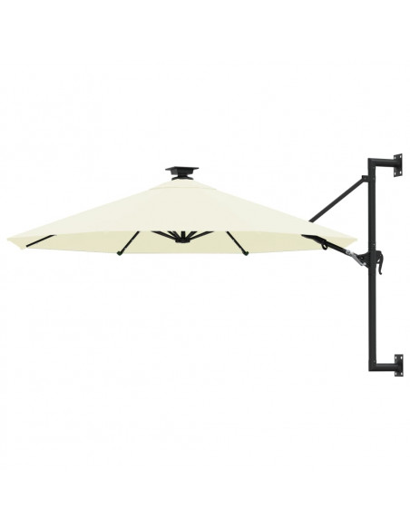 Ombrellone a Muro con LED e Palo in Metallo 300 cm Sabbia