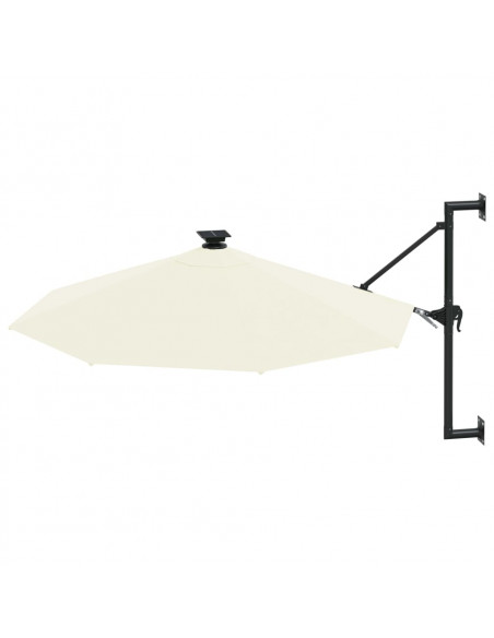 Ombrellone a Muro con LED e Palo in Metallo 300 cm Sabbia