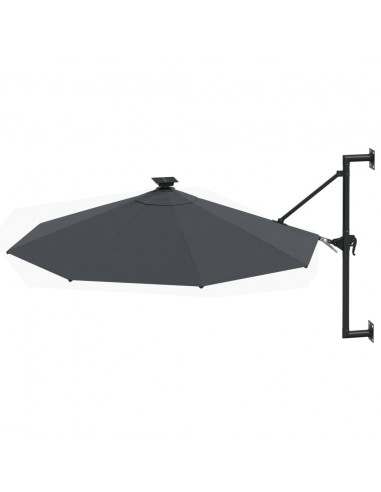 Ombrellone a Muro con LED e Palo in Metallo 300 cm Antracite