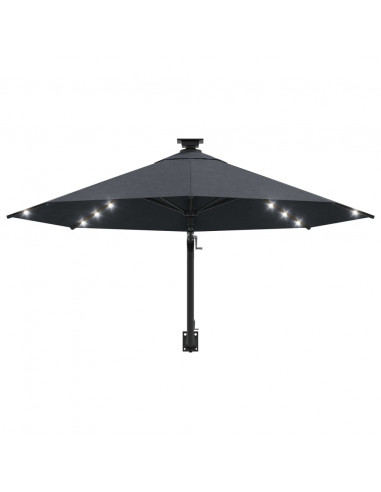Ombrellone a Muro con LED e Palo in Metallo 300 cm Antracite
