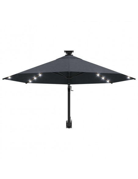 Ombrellone a Muro con LED e Palo in Metallo 300 cm Antracite