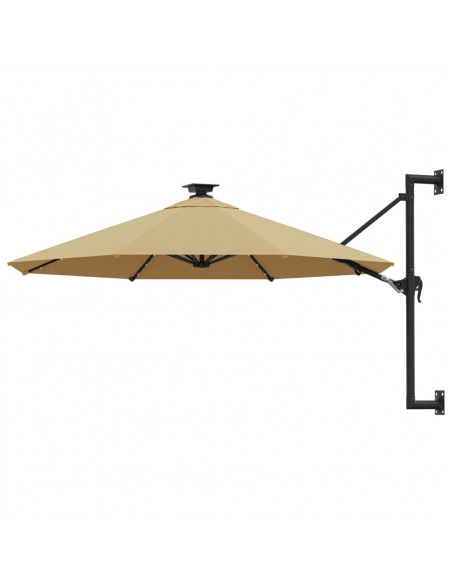 Ombrellone a Muro con LED e Palo in Metallo 300 cm Grigio Talpa
