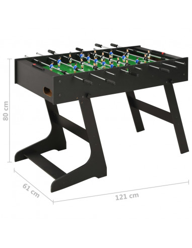 Calcio Balilla Pieghevole 121x61x80 cm Nero
