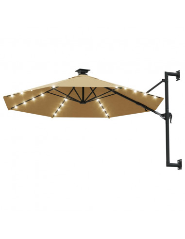 Ombrellone a Muro con LED e Palo in Metallo 300 cm Grigio Talpa