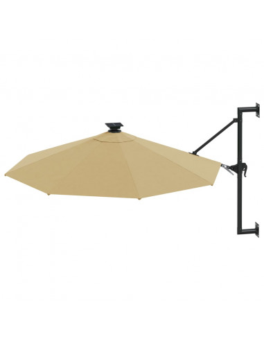 Ombrellone a Muro con LED e Palo in Metallo 300 cm Grigio Talpa