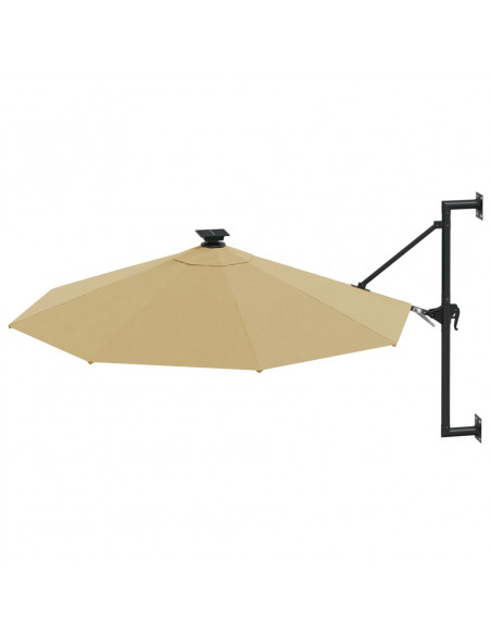 Ombrellone a Muro con LED e Palo in Metallo 300 cm Grigio Talpa