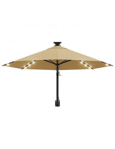 Ombrellone a Muro con LED e Palo in Metallo 300 cm Grigio Talpa