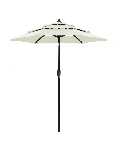 Ombrellone a 3 Livelli con Palo in Alluminio Sabbia 2 m