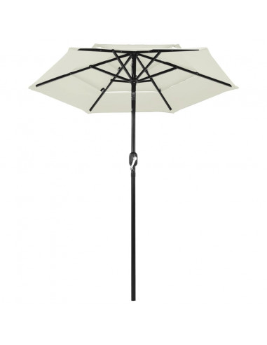 Ombrellone a 3 Livelli con Palo in Alluminio Sabbia 2 m