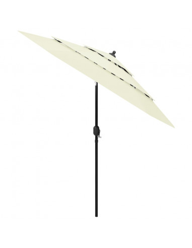 Ombrellone a 3 Livelli con Palo in Alluminio Sabbia 2,5 m