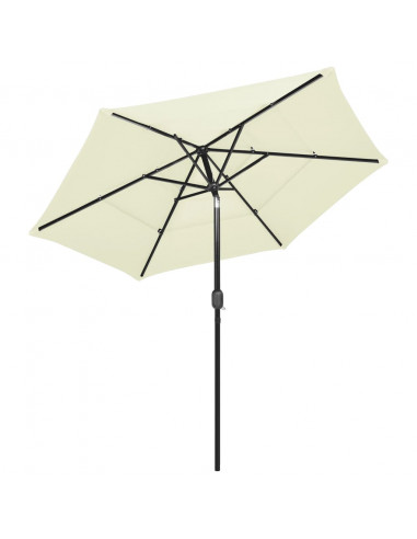 Ombrellone a 3 Livelli con Palo in Alluminio Sabbia 2,5 m