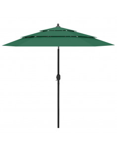 Ombrellone a 3 Livelli con Palo in Alluminio Verde 2,5 m 2