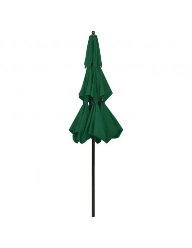 Ombrellone a 3 Livelli con Palo in Alluminio Verde 2,5 m