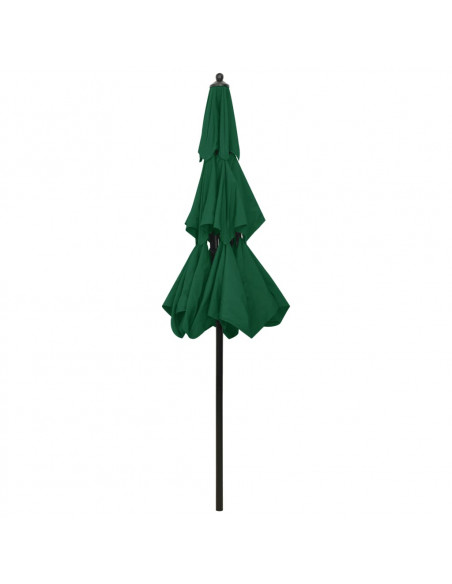 Ombrellone a 3 Livelli con Palo in Alluminio Verde 2,5 m