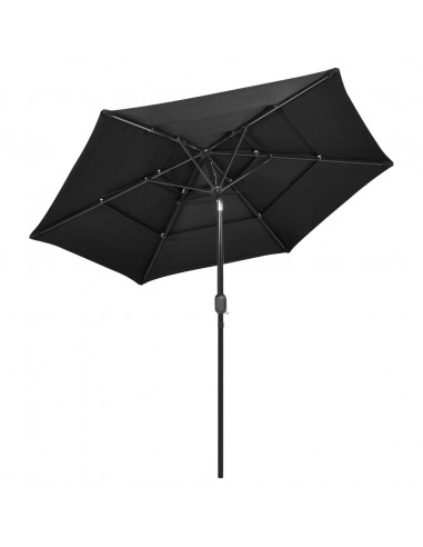 Ombrellone a 3 Livelli con Palo in Alluminio Antracite 2,5 m