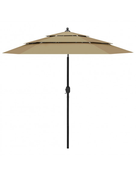 Ombrellone a 3 Livelli con Palo in Alluminio Grigio Talpa 2,5 m