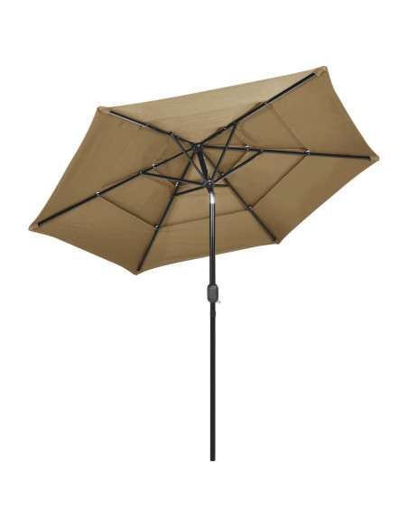 Ombrellone a 3 Livelli con Palo in Alluminio Grigio Talpa 2,5 m