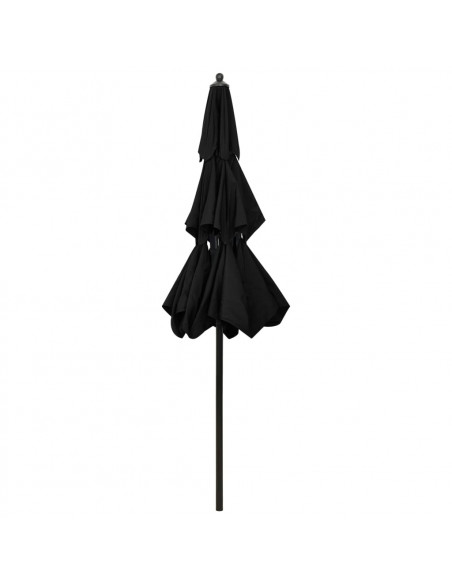 Ombrellone a 3 Livelli con Palo in Alluminio Nero 2,5 m