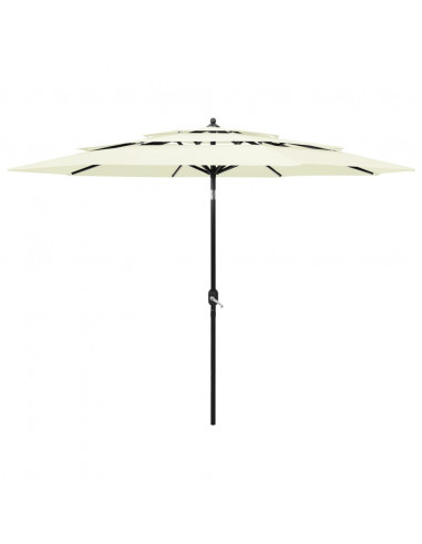 Ombrellone a 3 Livelli con Palo in Alluminio Sabbia 3 m