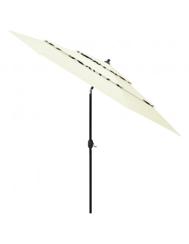 Ombrellone a 3 Livelli con Palo in Alluminio Sabbia 3 m