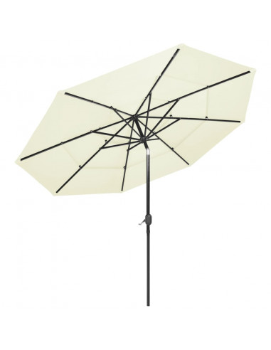 Ombrellone a 3 Livelli con Palo in Alluminio Sabbia 3 m