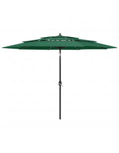 Ombrellone a 3 Livelli con Palo in Alluminio Verde 3 m 2