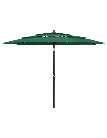 Ombrellone a 3 Livelli con Palo in Alluminio Verde 3 m